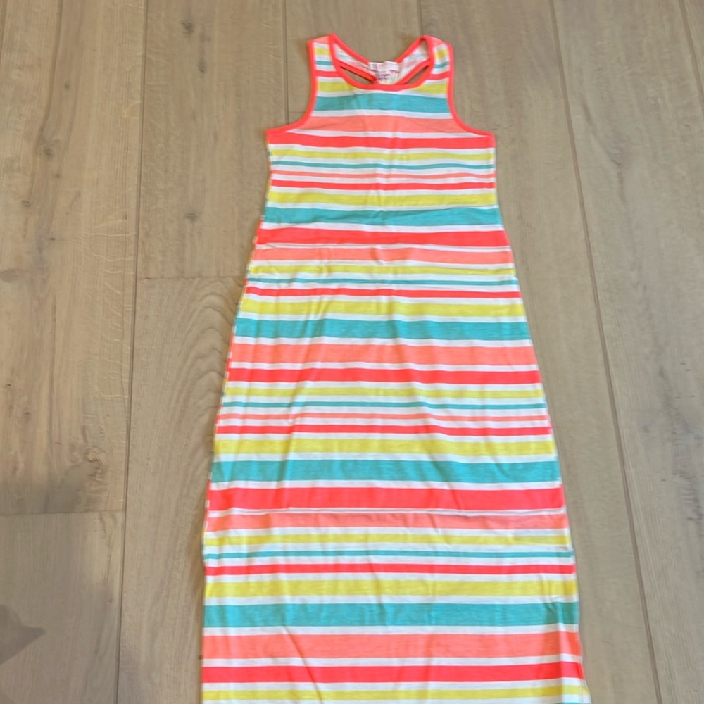 NWT girls pumpkin patch maxi dress race back new size 8 stripes, 100% cotton